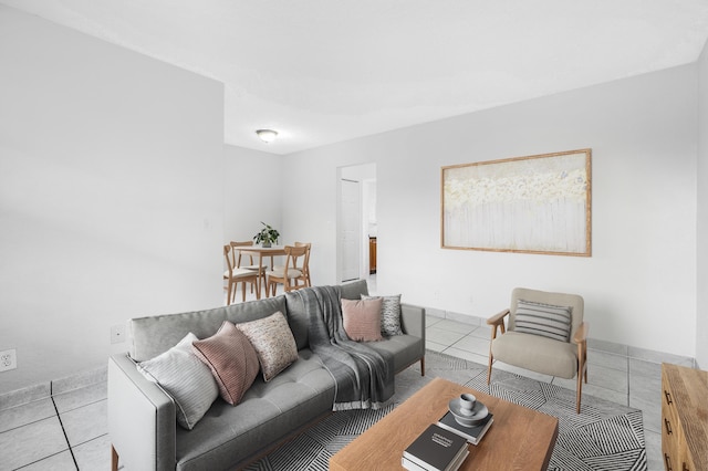 living room featuring tile patterned floors