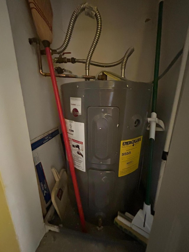 utility room featuring electric water heater