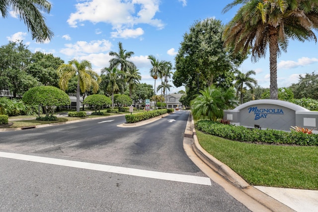 view of street featuring curbs