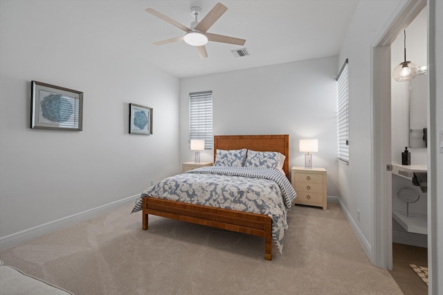 9637 Spray Dr, West Palm Beach, FL 33411 - bedroom featuring light colored carpet and ceiling fan