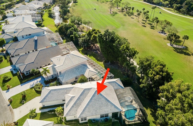 drone / aerial view with golf course view
