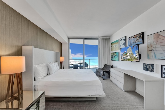 carpeted bedroom with expansive windows