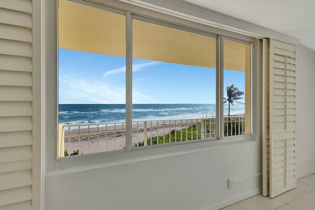 view of water feature featuring a view of the beach