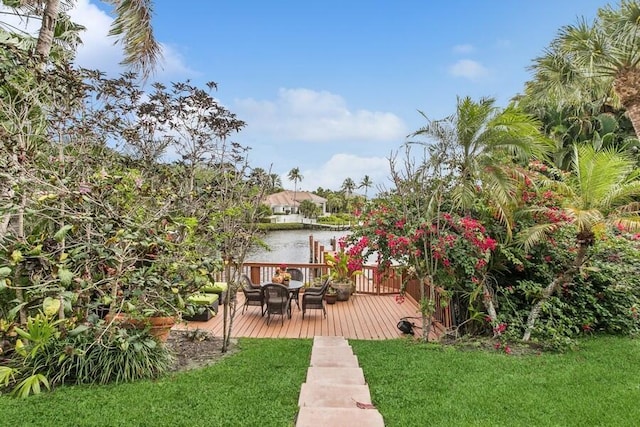 404 Mariner Dr, Jupiter, FL 33477 - deck featuring a yard and a water view