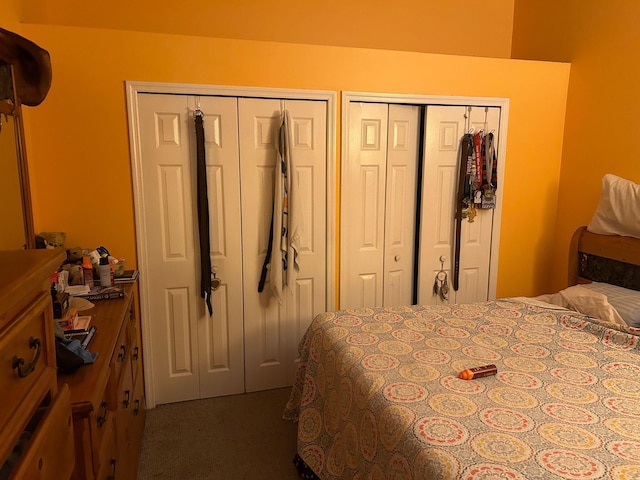 bedroom featuring multiple closets