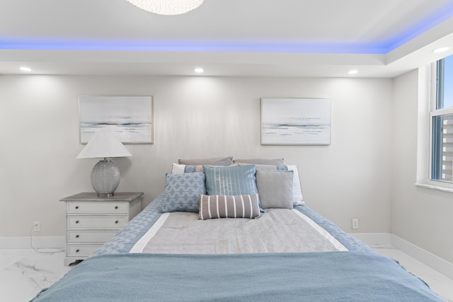 1150 Hillsboro Mile Unit 714, Hillsboro Beach, FL 33062 - bedroom featuring multiple windows, marble finish floor, and recessed lighting