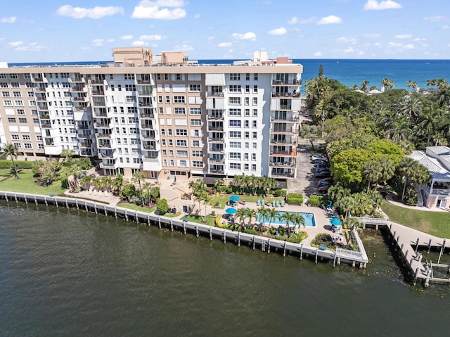 exterior space featuring a water view