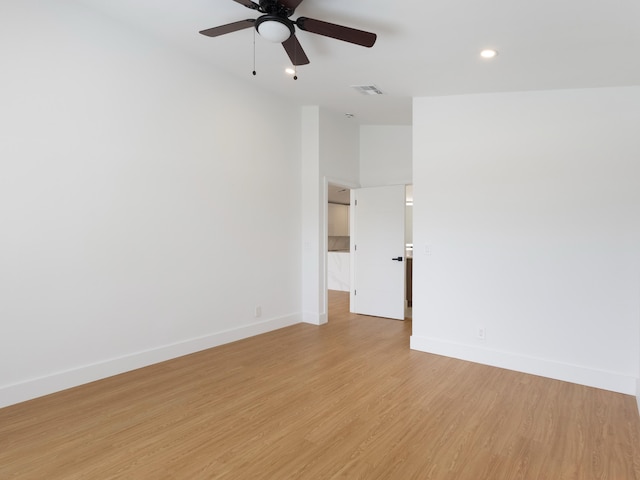 4524 Concordia Ln, Boynton Beach, FL 33436 - empty room with ceiling fan, light wood-style floors, and recessed lighting