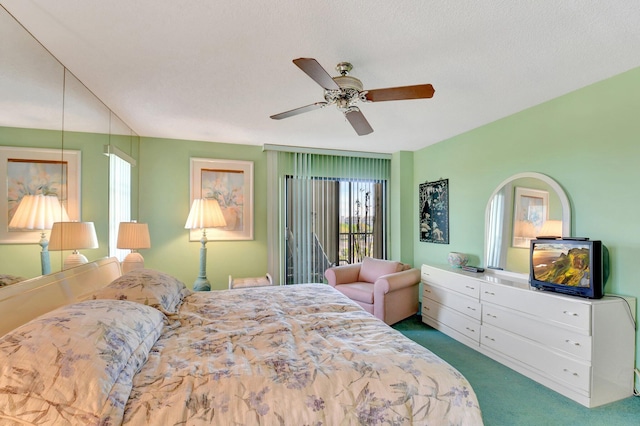 bedroom with carpet and ceiling fan