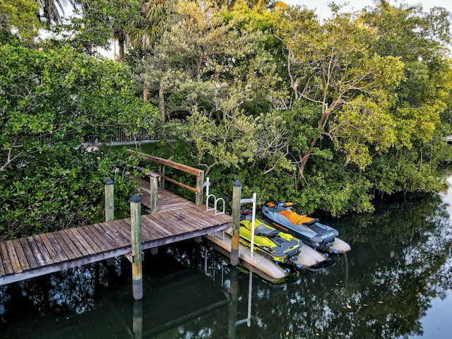 view of dock featuring a water view