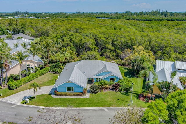 aerial view with a forest view