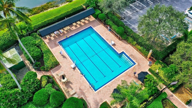 pool with a patio