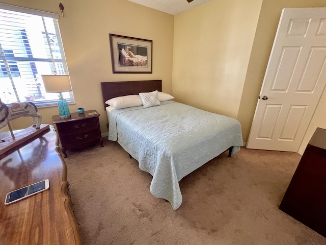 carpeted bedroom featuring multiple windows