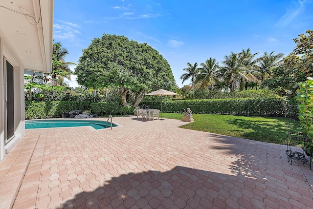 view of patio / terrace with a fenced in pool and a fenced backyard