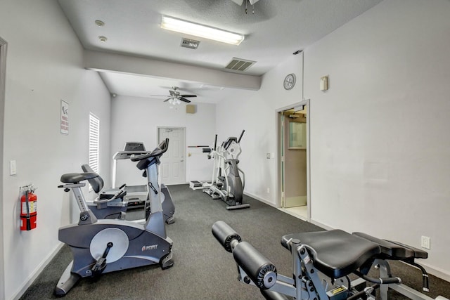 9238 E Vineland Ct E Unit E, Boca Raton, FL 33496 - workout area with visible vents, baseboards, and ceiling fan