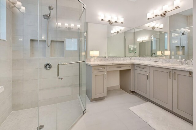 7855 Wildflower Shores Dr, Delray Beach, FL 33446 - bathroom featuring a stall shower and vanity