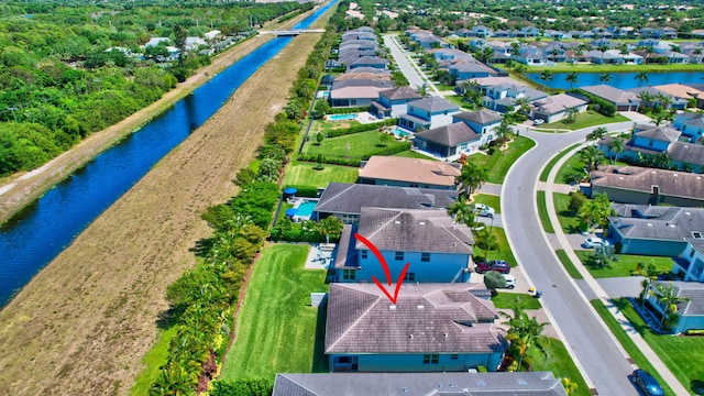7855 Wildflower Shores Dr, Delray Beach, FL 33446 - aerial view featuring a residential view and a water view