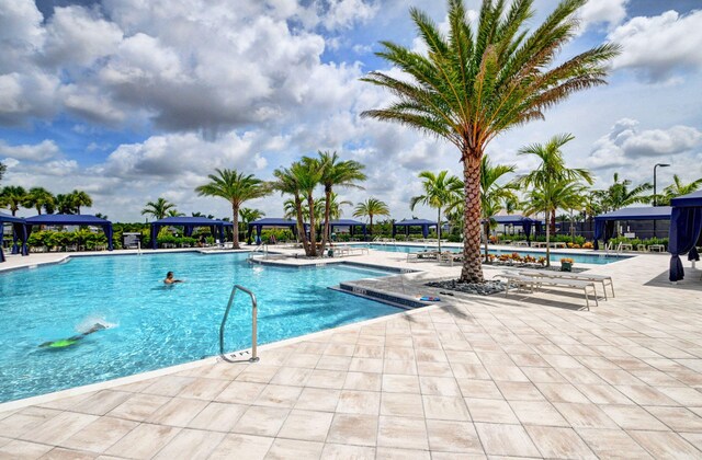 7855 Wildflower Shores Dr, Delray Beach, FL 33446 - pool with a gazebo and a patio
