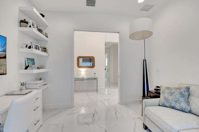 7855 Wildflower Shores Dr, Delray Beach, FL 33446 - interior space with visible vents, marble finish floor, and baseboards