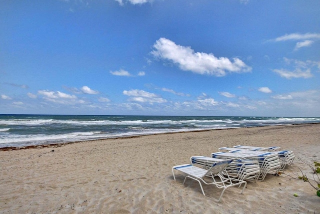 view of water feature featuring a beach view