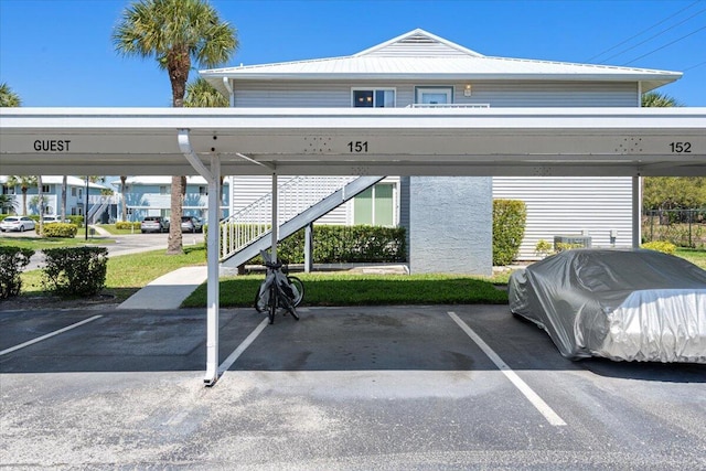 view of covered parking lot