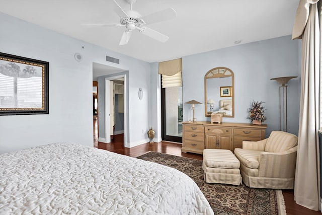 3620 Gardens Pkwy Unit 1001B, Palm Beach Gardens, FL 33410 - bedroom featuring dark wood-type flooring, multiple windows, and ceiling fan