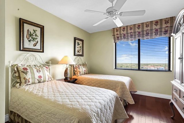 3620 Gardens Pkwy Unit 1001B, Palm Beach Gardens, FL 33410 - bedroom with hardwood / wood-style flooring, baseboards, and ceiling fan