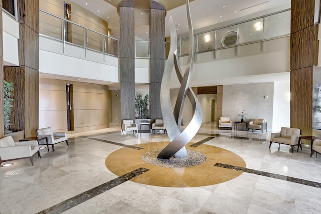 3620 Gardens Pkwy Unit 1001B, Palm Beach Gardens, FL 33410 - common area featuring a high ceiling and recessed lighting