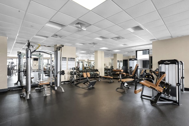 3620 Gardens Pkwy Unit 1001B, Palm Beach Gardens, FL 33410 - gym featuring healthy amount of natural light and a paneled ceiling