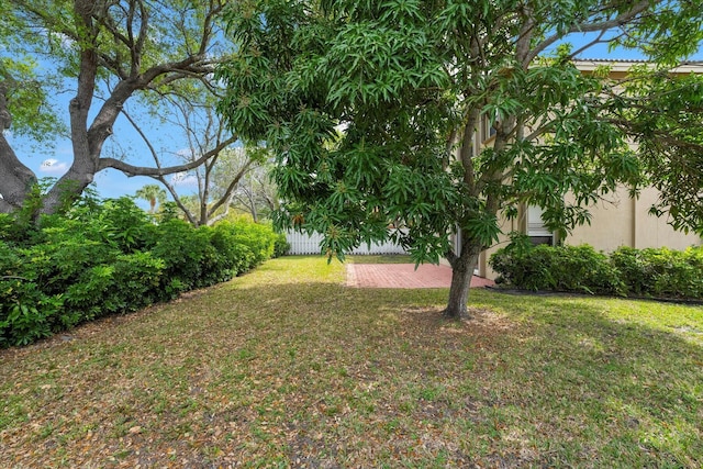 view of yard with a patio area and fence