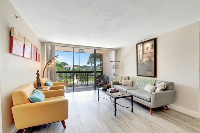 1523 Bridgewood Dr, Boca Raton, FL 33434 - living room with baseboards, floor to ceiling windows, and wood finished floors