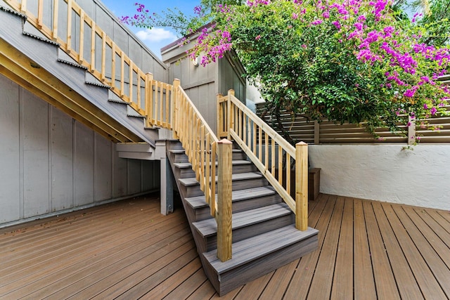 wooden terrace with stairway