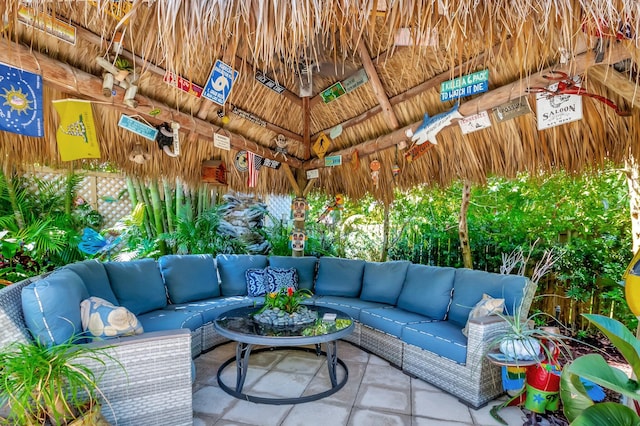 110 Dolphin Rd, Ocean Ridge, FL 33435 - view of patio / terrace with outdoor lounge area and a gazebo