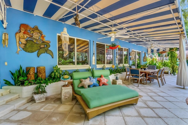 110 Dolphin Rd, Ocean Ridge, FL 33435 - view of patio featuring outdoor dining space and a ceiling fan