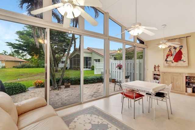 12589 Via Ravenna, Boynton Beach, FL 33436 - sunroom / solarium featuring lofted ceiling and a ceiling fan