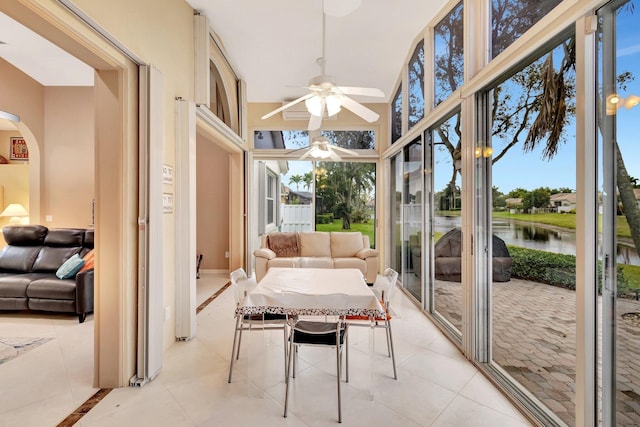 12589 Via Ravenna, Boynton Beach, FL 33436 - sunroom / solarium with a wealth of natural light, arched walkways, and a ceiling fan