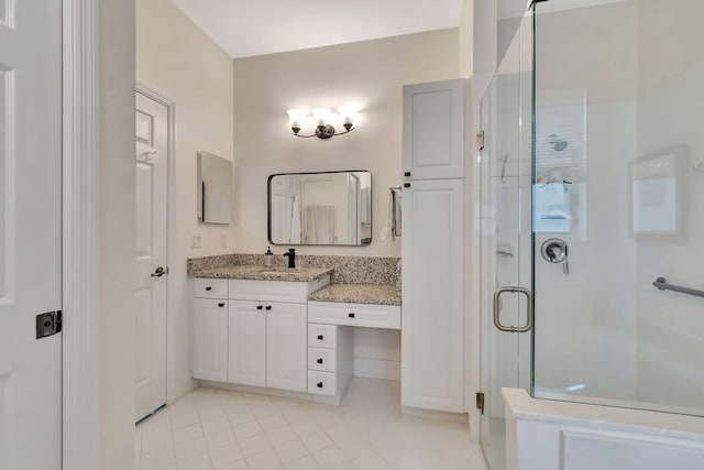 12589 Via Ravenna, Boynton Beach, FL 33436 - bathroom with a stall shower, vanity, and tile patterned flooring