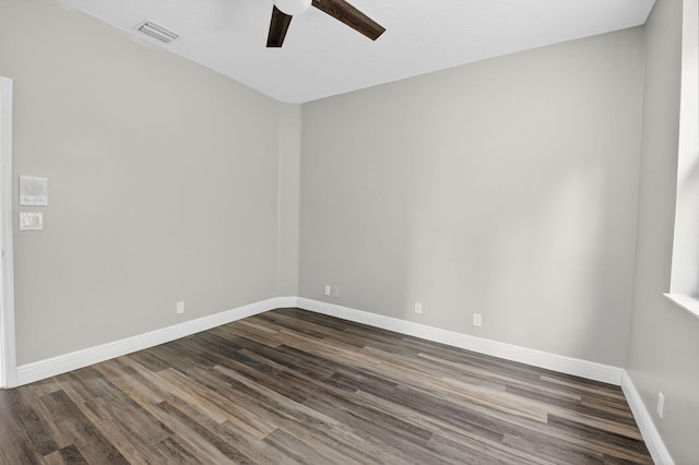9025 Long Lake Palm Dr, Boca Raton, FL 33496 - unfurnished room with ceiling fan, dark wood-type flooring, and baseboards