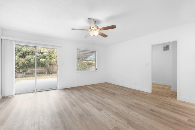 991 SW 31st St, Fort Lauderdale, FL 33315 - unfurnished room with light wood-type flooring, baseboards, visible vents, and a ceiling fan