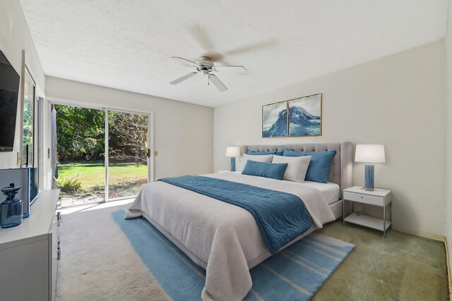 5116 Palm Way, Lake Worth, FL 33463 - bedroom with carpet flooring, access to exterior, and ceiling fan