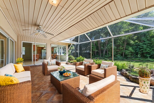 5116 Palm Way, Lake Worth, FL 33463 - view of patio featuring an outdoor living space and a ceiling fan