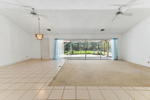 5116 Palm Way, Lake Worth, FL 33463 - unfurnished room with lofted ceiling, a ceiling fan, light colored carpet, and light tile patterned floors