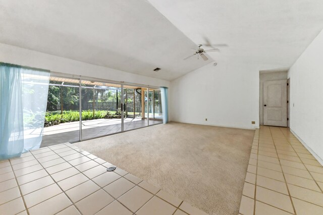 5116 Palm Way, Lake Worth, FL 33463 - carpeted empty room featuring lofted ceiling and a ceiling fan