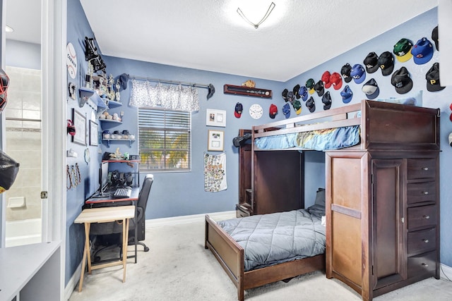 3434 Vanderbilt Dr, Wellington, FL 33414 - carpeted bedroom with connected bathroom, baseboards, and a textured ceiling