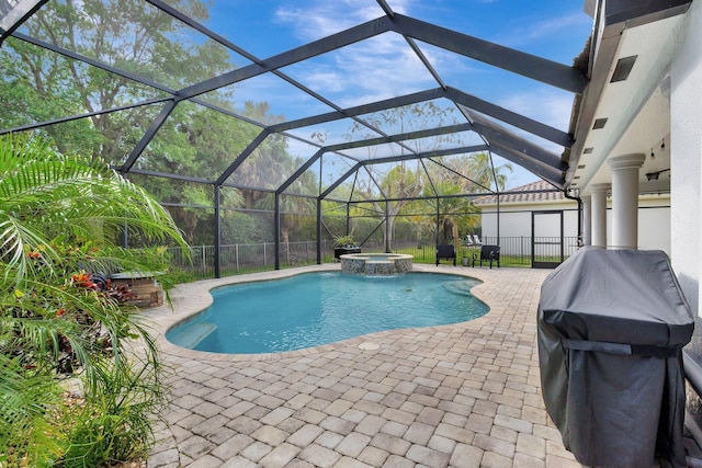 3434 Vanderbilt Dr, Wellington, FL 33414 - view of pool featuring a patio area, grilling area, and a pool with connected hot tub