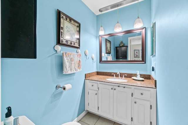 bathroom with vanity and tile patterned floors