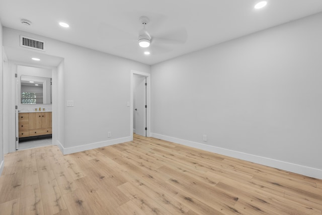 314 Monaco Unit G, Delray Beach, FL 33446 - empty room featuring recessed lighting, ceiling fan, baseboards, and light wood-type flooring