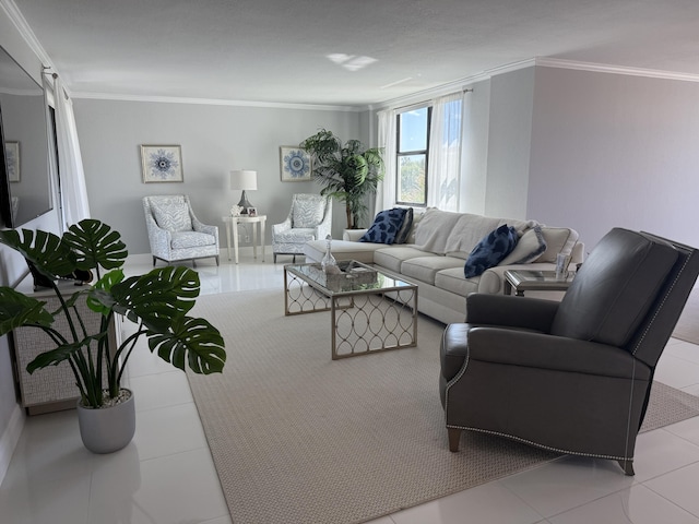 2003 N Ocean Blvd Unit 305N, Boca Raton, FL 33431 - tiled living room featuring ornamental molding