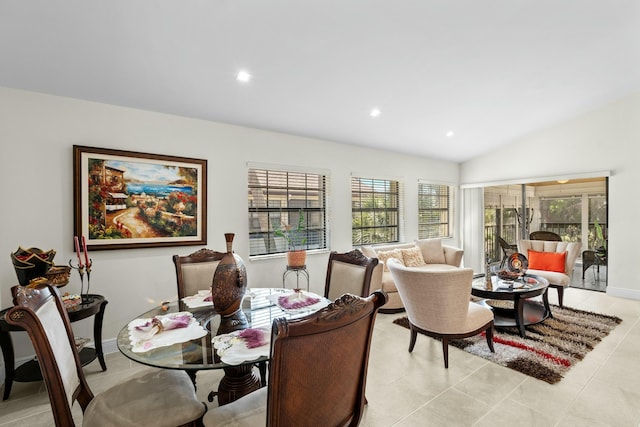 3251 Perimeter Dr, Greenacres, FL 33467 - dining room featuring a wealth of natural light, lofted ceiling, recessed lighting, and light tile patterned floors