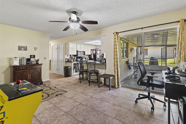 7003 Arthurs Rd, Fort Pierce, FL 34951 - office space featuring light tile patterned flooring, a textured ceiling, and a ceiling fan